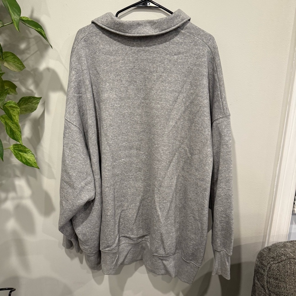 Nike Heather Gray Oversized Pullover Quarter Zip with Logo Size XL - Picture 5 of 5